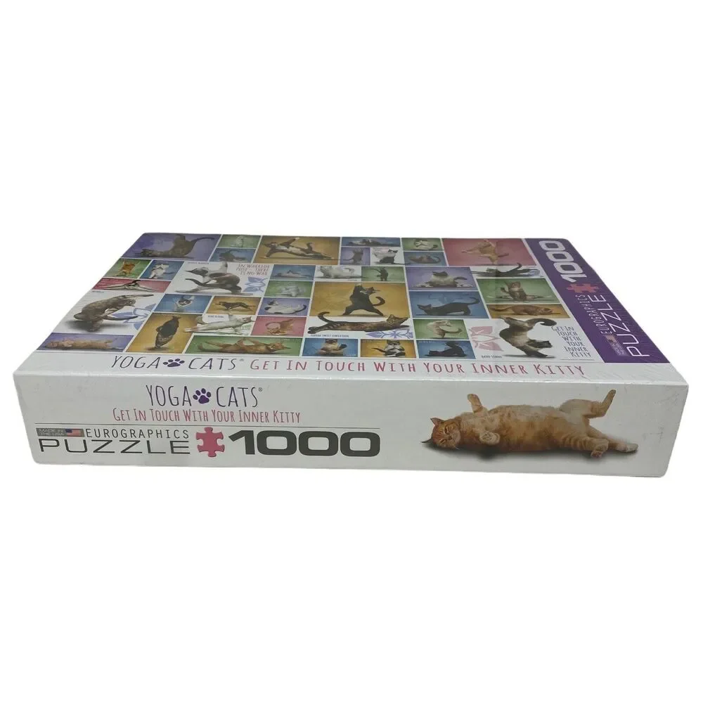 Yoga Cat‎ Puzzle Eurographics 1000 Pc Jigsaw Sealed Warrior Pose White Elephant